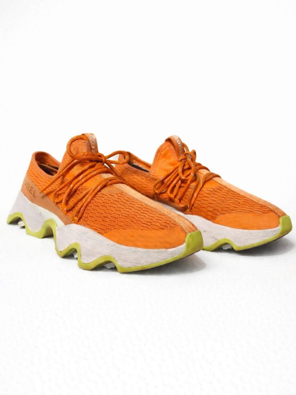 Sorel Kinetic Breakthru Sneakers Orange Lime Green Comfort Women 7.5